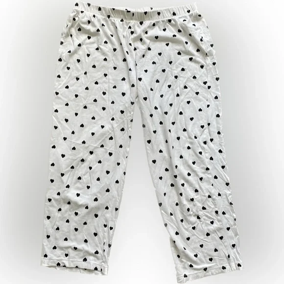 NWOT Kate Spade Pajama/Sleepwear Set, Medium, White with Black Hearts - Picture 4 of 7